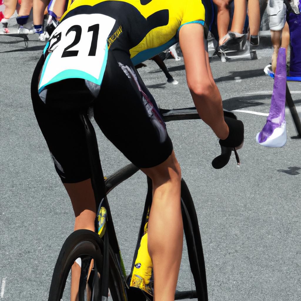 winning cyclist at the end of a sprint bike race-1